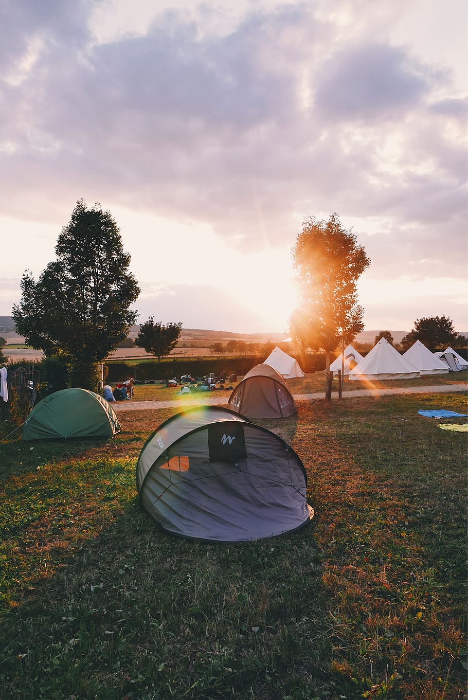 tents on flat ground, sky, plant, cloud - sky, nature, grass HD wallpaper