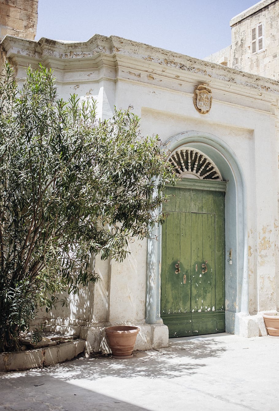 malta, mdina, tree, details, door, island, old, architecture HD wallpaper
