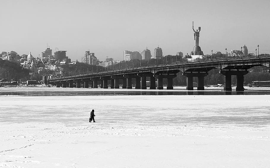 winter, ice, river, snow, nature, cold, frozen, frost, on foot HD wallpaper