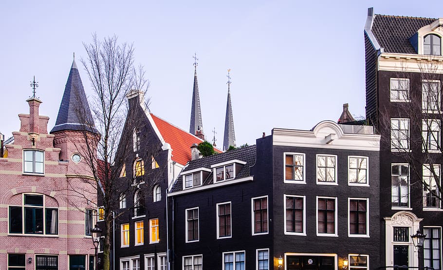 winter, architecture, sky, city, castle, canal, amsterdam, building exterior HD wallpaper
