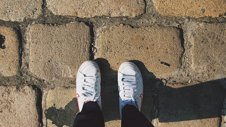 black, shoe, low section, human leg, personal perspective, standing HD wallpaper