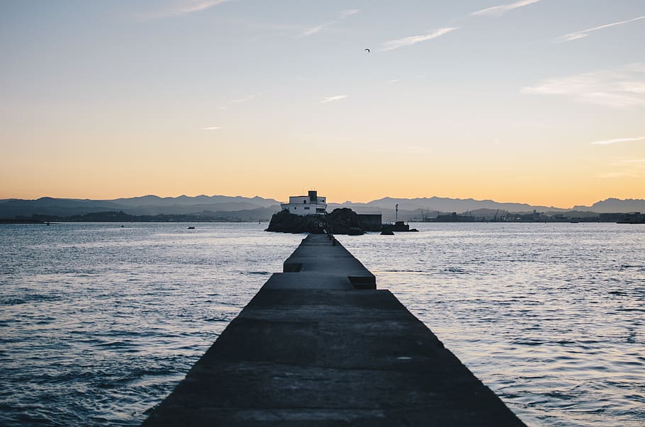 santander, dock, spain, travel, europe, sky, mountains, water HD wallpaper