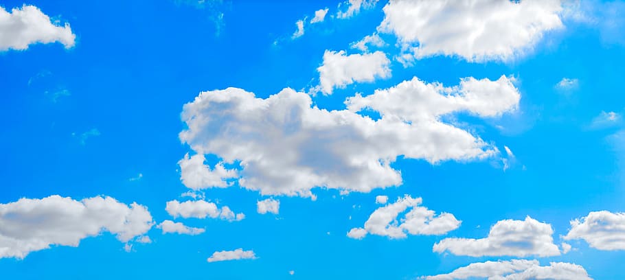 sky, blue, cloud, heaven, background, clear, sun, white, cumulonimbus, HD wallpaper