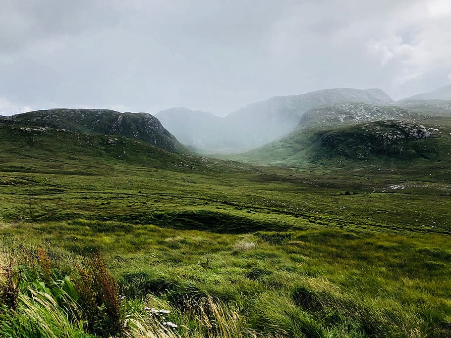 ireland, errigal, mount errigal, mist, landscape, nature, mountains, HD wallpaper