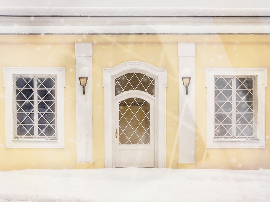 winter, snow, house, input, door, road, wintry, white, architecture HD wallpaper