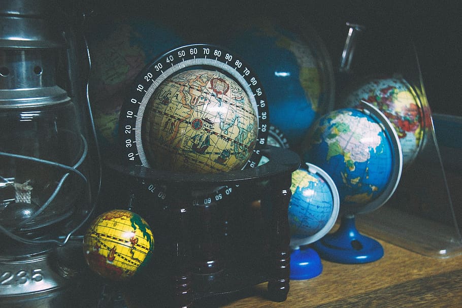globe, world, travel, map, trip, adventure, coordinates, indoors HD wallpaper