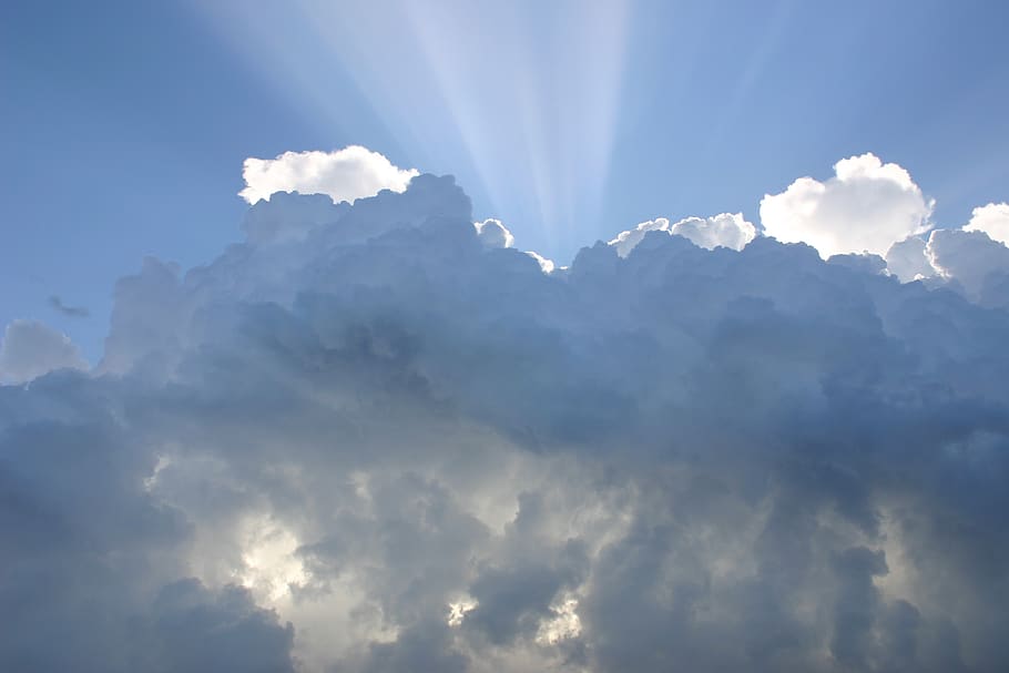 White Clouds, cloudy, sky, sunlight, sunrays, cloud - sky, beauty in nature HD wallpaper