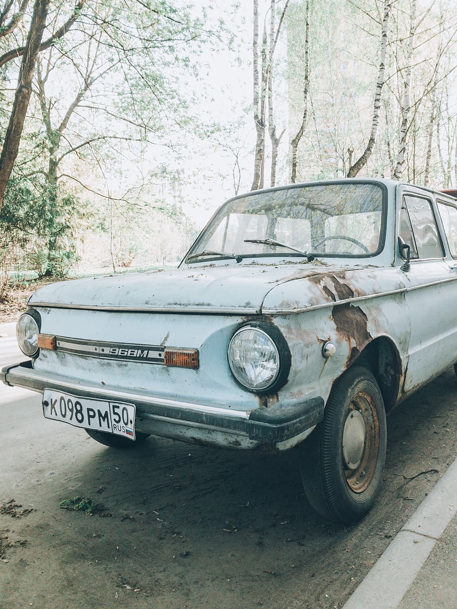 Classic White Vehicle, abandoned, asphalt, automobile, automotive HD wallpaper