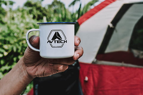 Person Holding White Avtech Cup, adventure, beverage, camping HD wallpaper