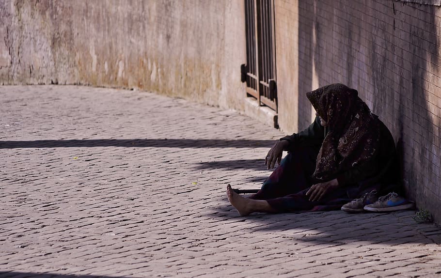 old, woman, elderly, cobblestone, street, one person, sitting HD wallpaper