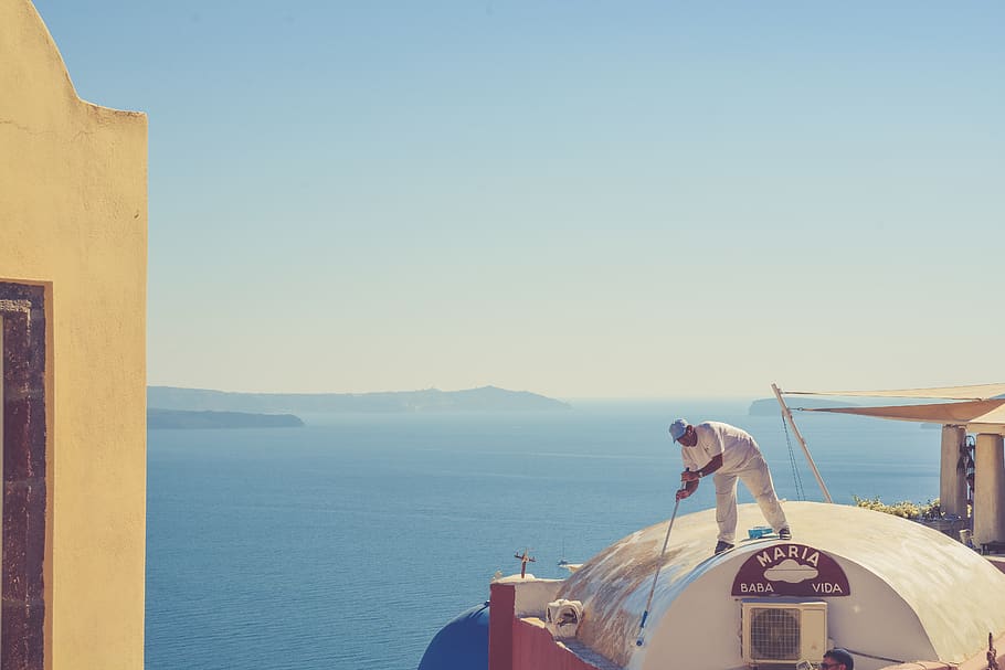 water, sky, sea, real people, nature, copy space, clear sky HD wallpaper
