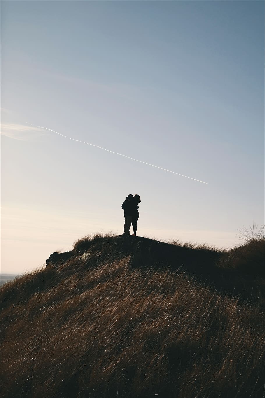 couple, mountain, silhouette, sky, climb, nature, outdoor, people HD wallpaper