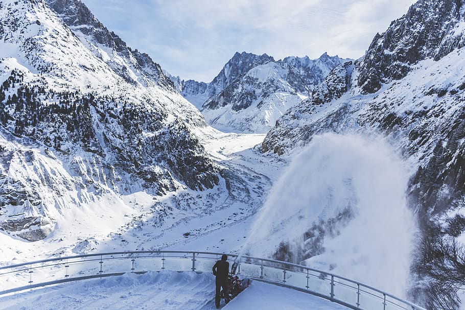 Man Standing on Terrace, cold, environment, frozen, glacier, high HD wallpaper