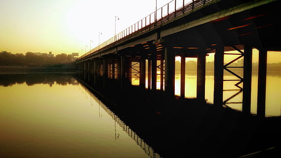 building, water, waterfront, bridge, port, pier, dock, sabarmati riverfront walkway w HD wallpaper