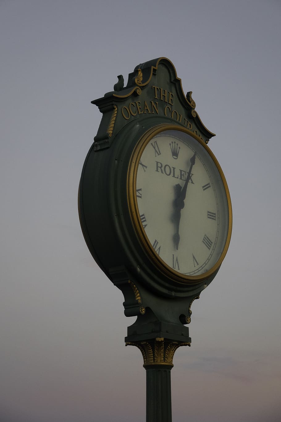 clock, twilight, time, rolex, ocean golf course, kiawah island, HD wallpaper