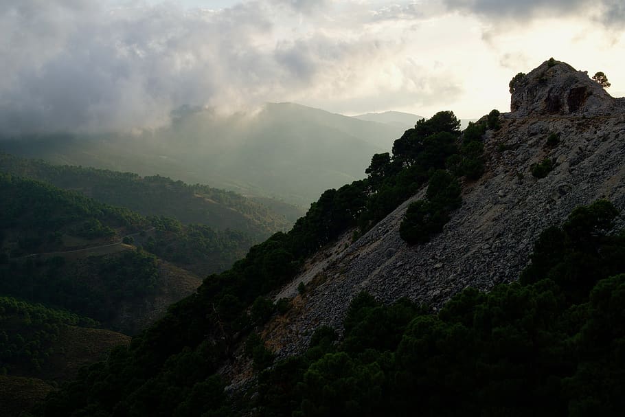 gray mountains during daytime, slope, outdoors, countryside, mountain range HD wallpaper