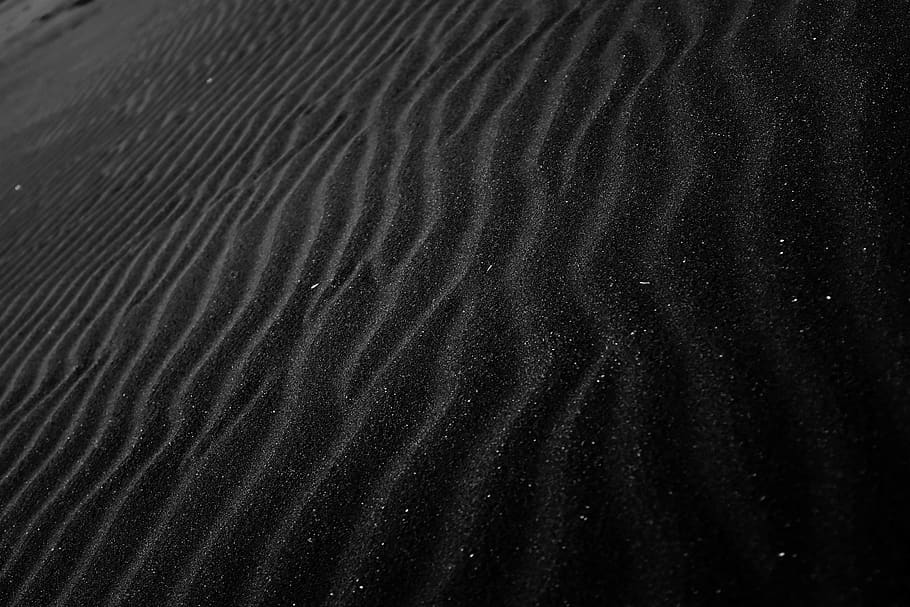 closeup photo of black sand, pattern, full frame, backgrounds