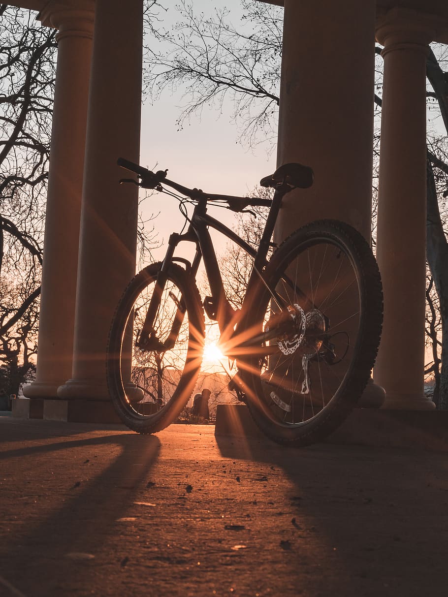 rigid bicycle under sunrays, transportation, land vehicle, stationary HD wallpaper