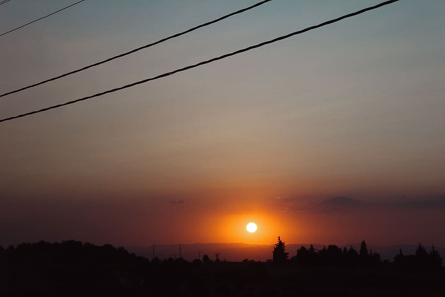 sunset, summer, orange, sky, mountain, roads, roadtrip, city HD wallpaper
