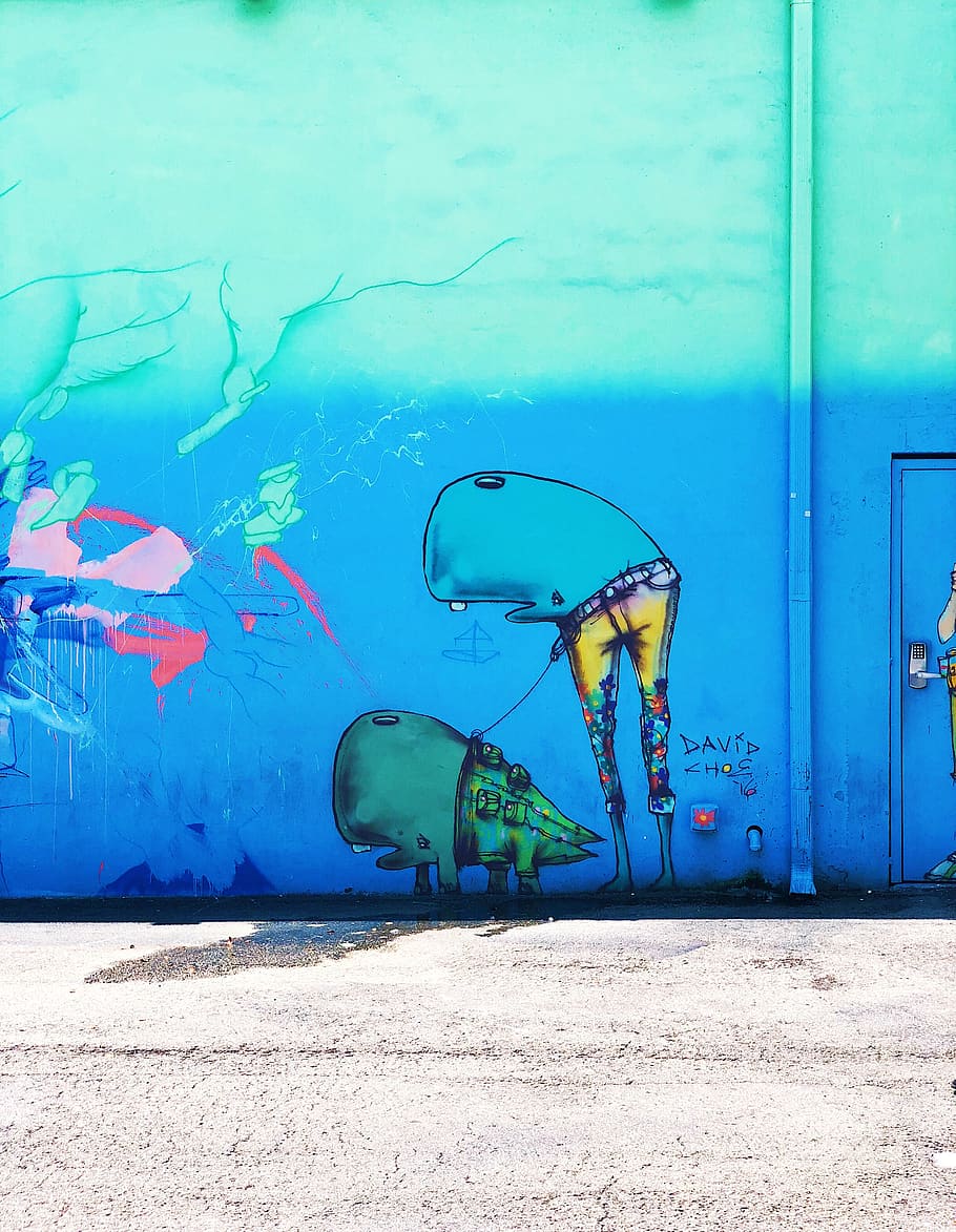 art, graffiti, wall, water, mural, painting, outdoors, fish HD wallpaper