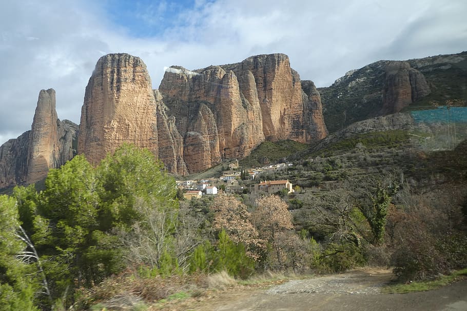 mallos de riglos, spain, mountain, sky, rock formation, nature HD wallpaper