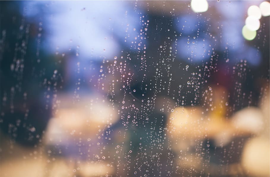 raining, rain drops, wet, blurry, window, glass - material