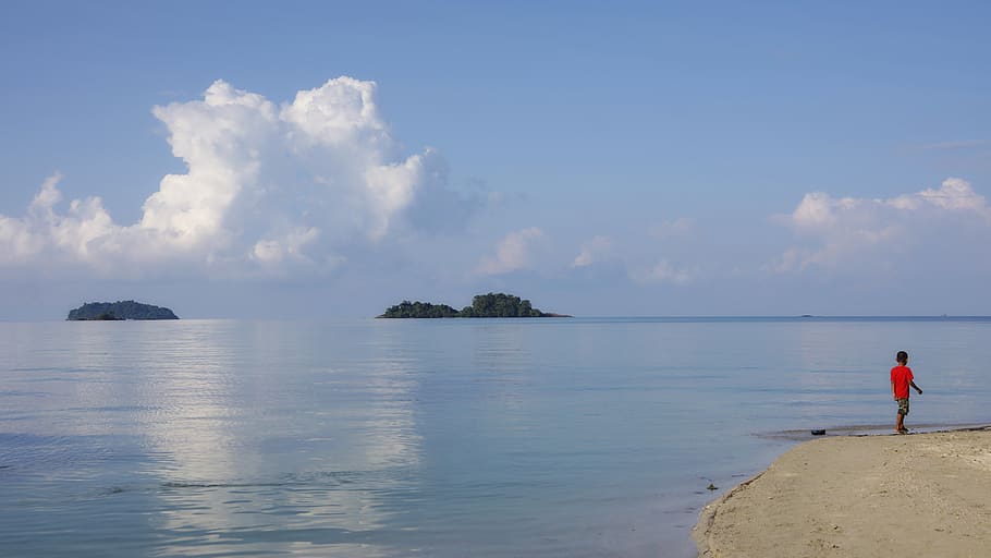 koh chang, thailand, blue lagoon koh chang, calm, sky, clouds, HD wallpaper