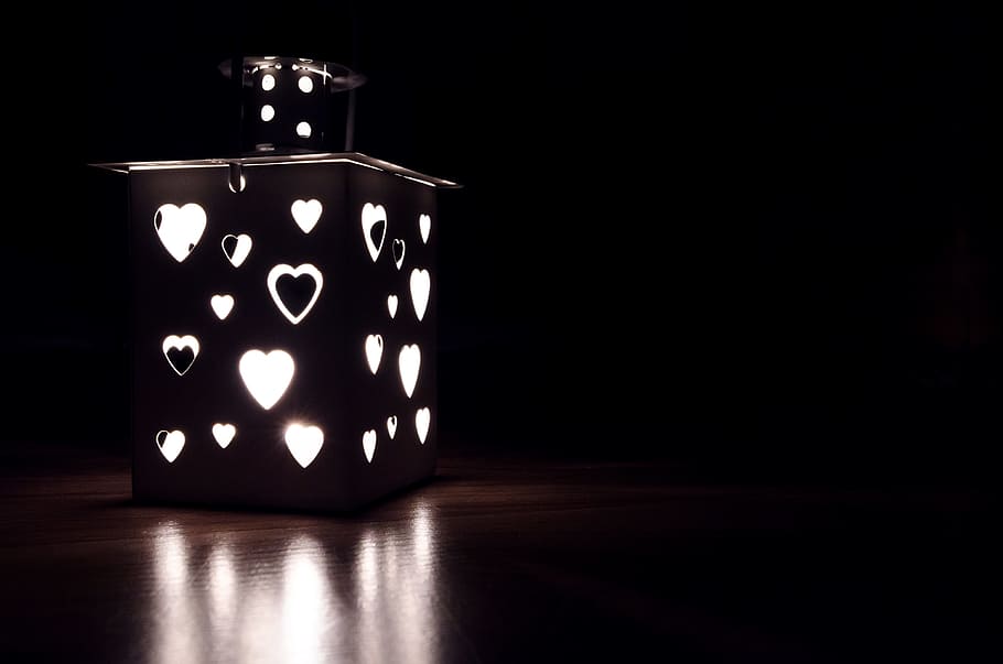 Gray Candle Lantern, art, background, black, close-up, dark, decorative HD wallpaper