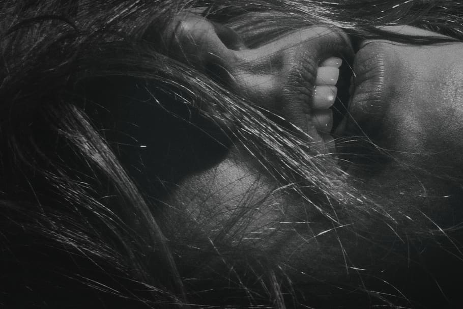 Grayscale Photograhy of Person, black and white, close -up, dark HD wallpaper