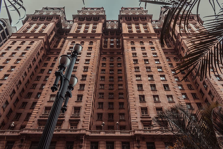 Worm's-eye-view Photography of Brown Building, architectural design HD wallpaper