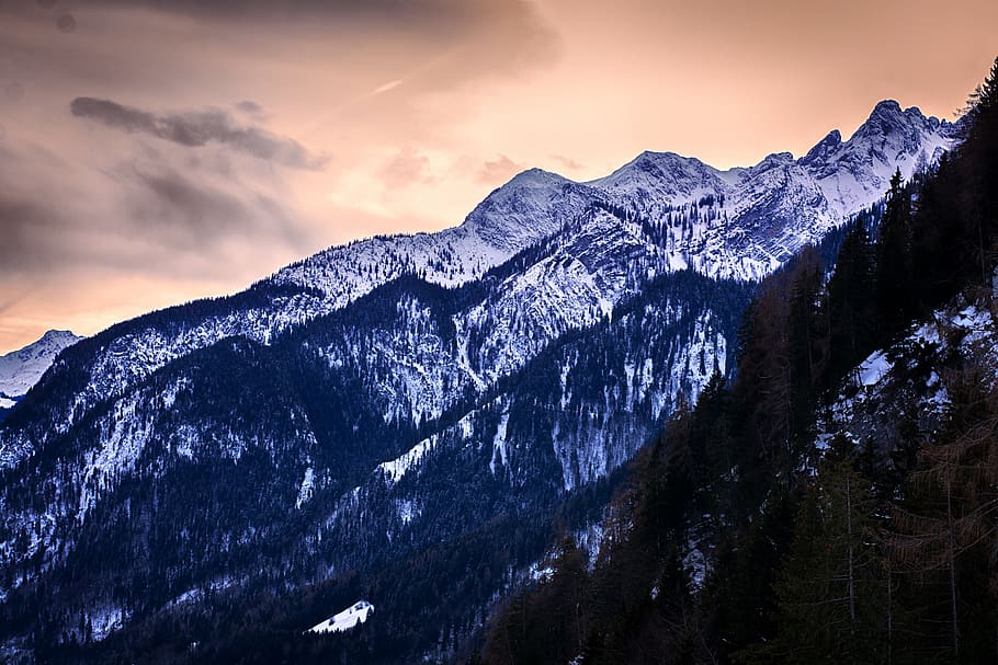 landscape, winter, snow, mountains, mountain peaks, wintry HD wallpaper