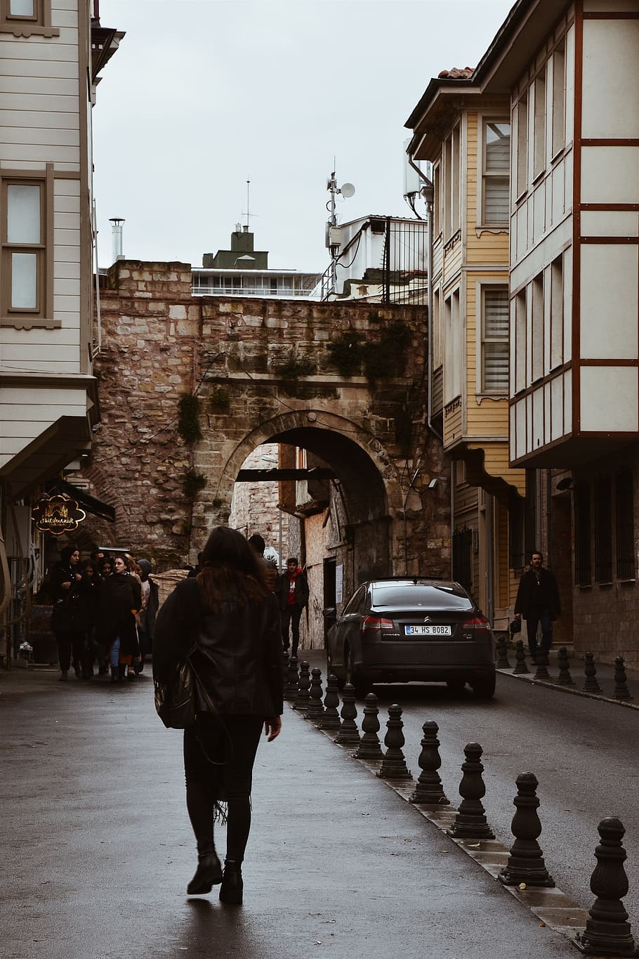 Woman Walking on Brown Pavement, architecture, building, car HD wallpaper