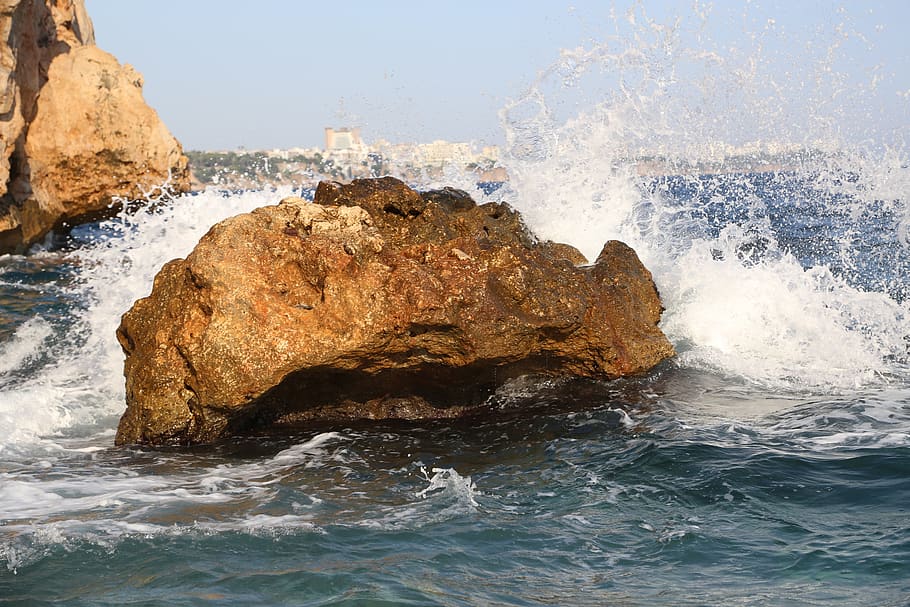 wave, sea, water, ocean, surf, blue, beach, sky, in the summer of HD wallpaper
