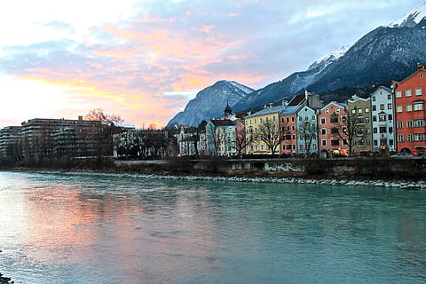 Innsbruck, River Inn, colorful houses, Austria, mountains, storm clouds, HD  wallpaper | Peakpx