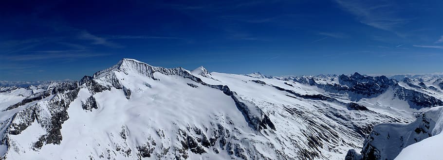 grossvenediger, austria, alpine, mountain, winter, panorama HD wallpaper