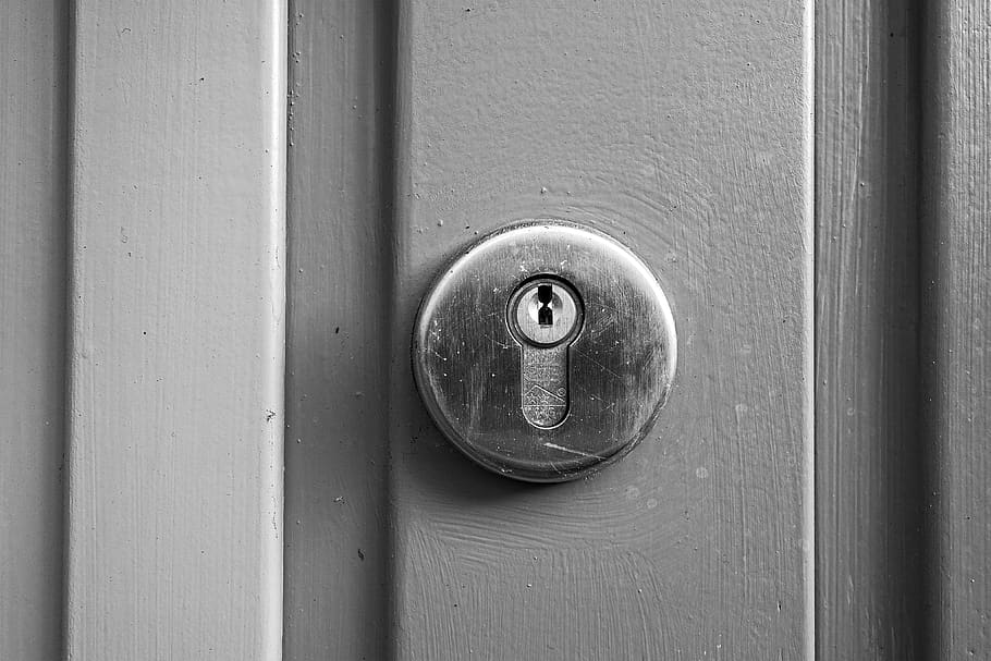 lock, pin tumbler lock, yale lock, cylinder lock, keyhole, door, HD wallpaper