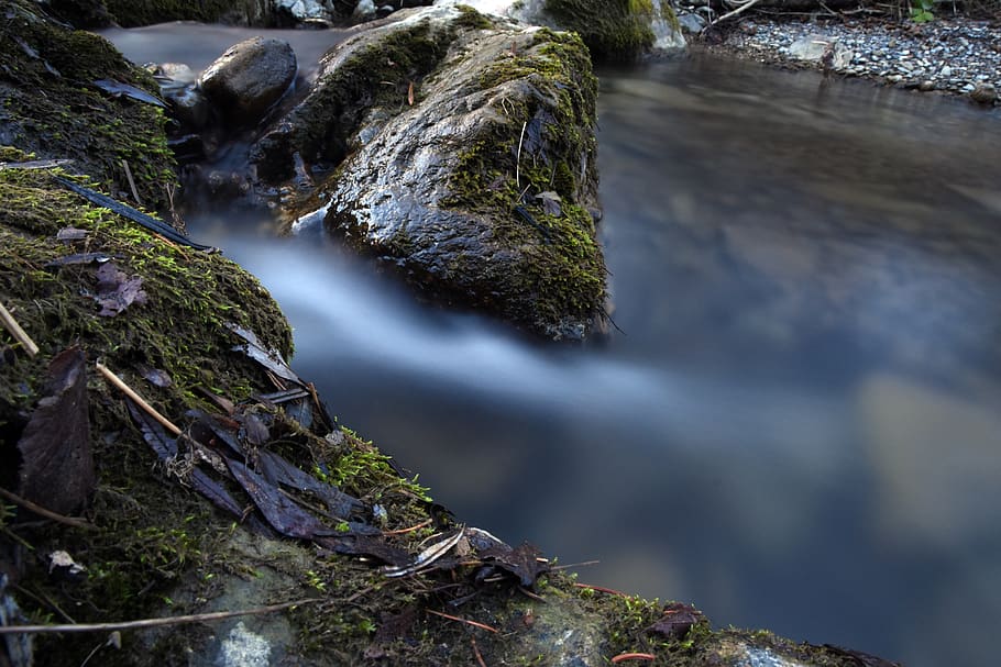 long exposure, water, river, bach, waterfall, landscape, nature HD wallpaper