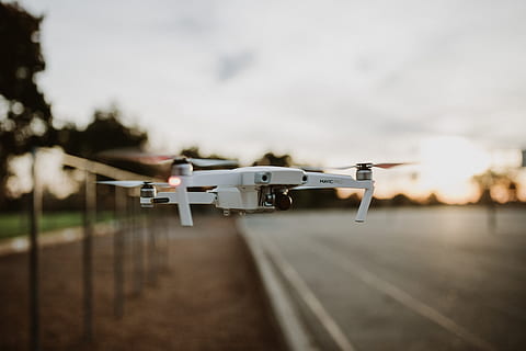 selective focus photography of DJI Mavic, fall, sunset, sunrise HD wallpaper