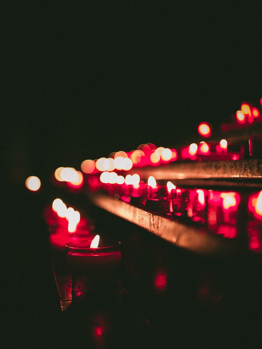 Bokeh Photography Of Lighted Candles, blurred, blurry, flame HD wallpaper