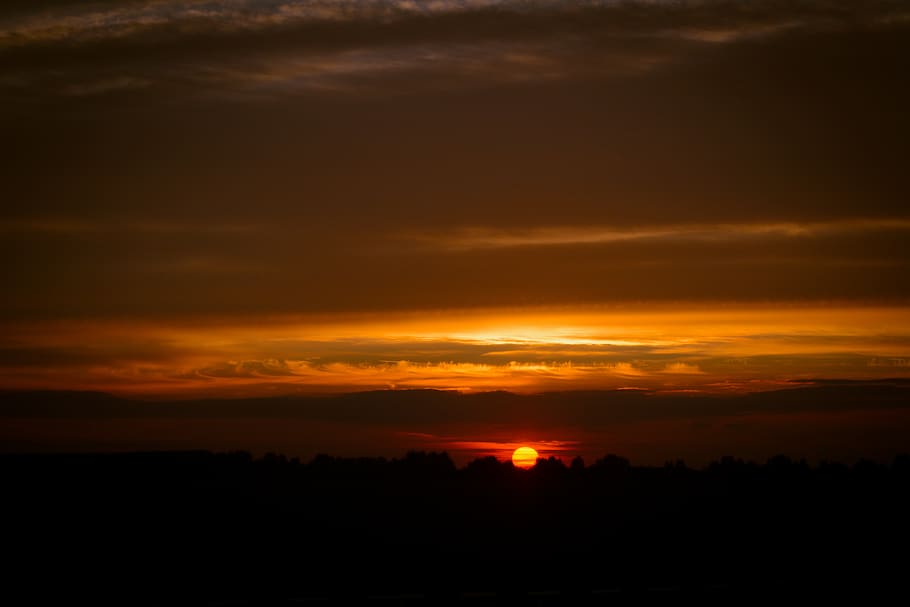 sunset view, nature, outdoors, sunlight, sky, dawn, dusk, red sky HD wallpaper