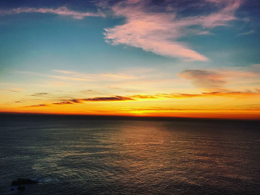 landscape, sunset, clouds, portugal, ocean, colors, sky, cloud - sky HD wallpaper