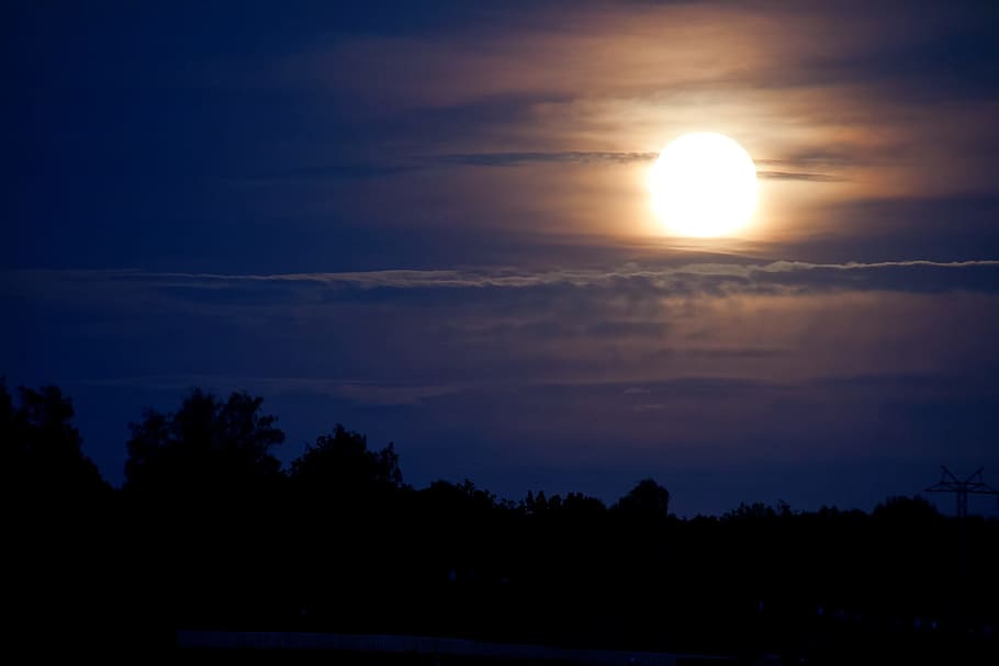 moon, night, hill, outdoor, hillside, sky, beauty in nature HD wallpaper