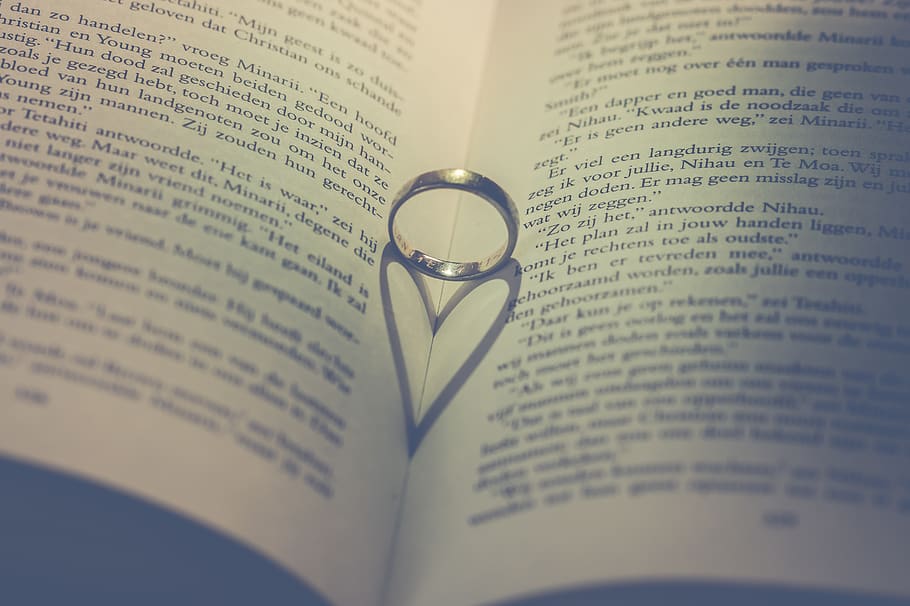 Photography of Silver Ring on Book, background image, blur, chrome HD wallpaper