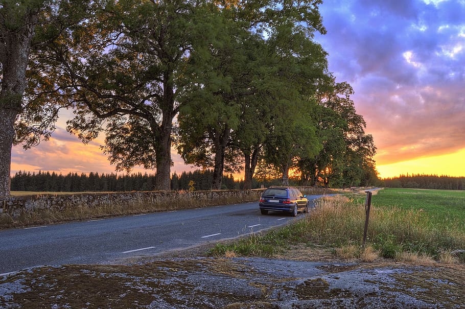 sweden, ohs, touring, 3-series, car, auto, vehicle, sunset HD wallpaper