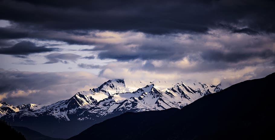 snowy mountain, cold temperature, winter, cloud - sky, scenics - nature HD wallpaper