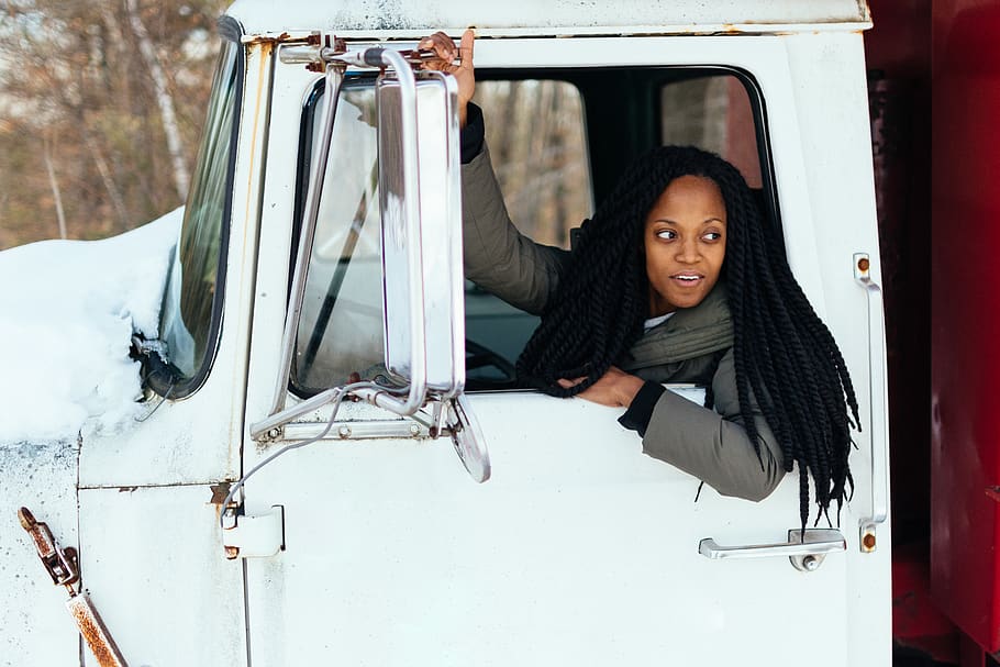 White Truck, portrait, young adult, one person, mode of transportation HD wallpaper