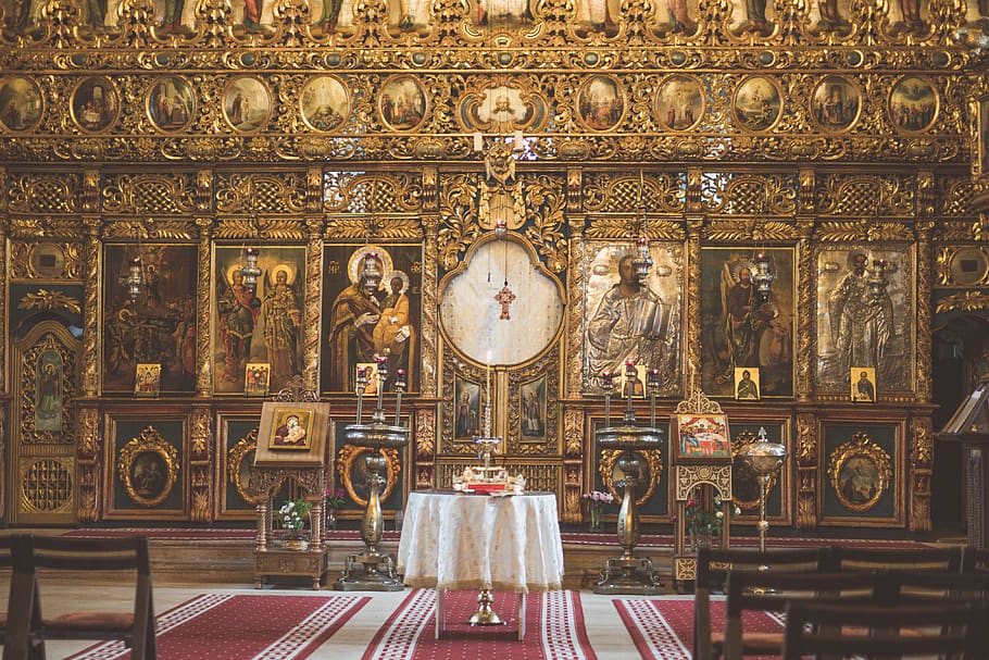 romania, iași, church, romanian, icons, gold, orthodox, belief, HD wallpaper