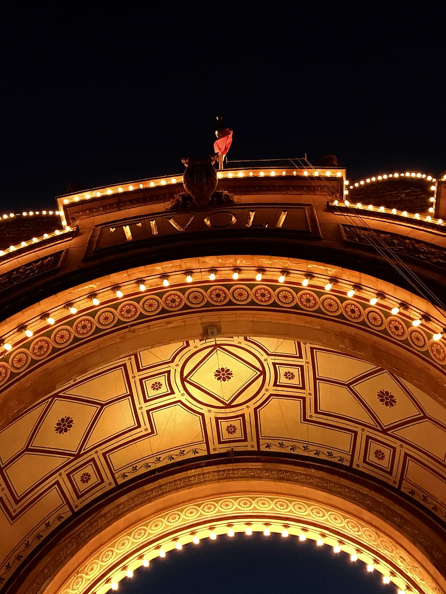 clock, illuminated, night, time, low angle view, architecture HD wallpaper