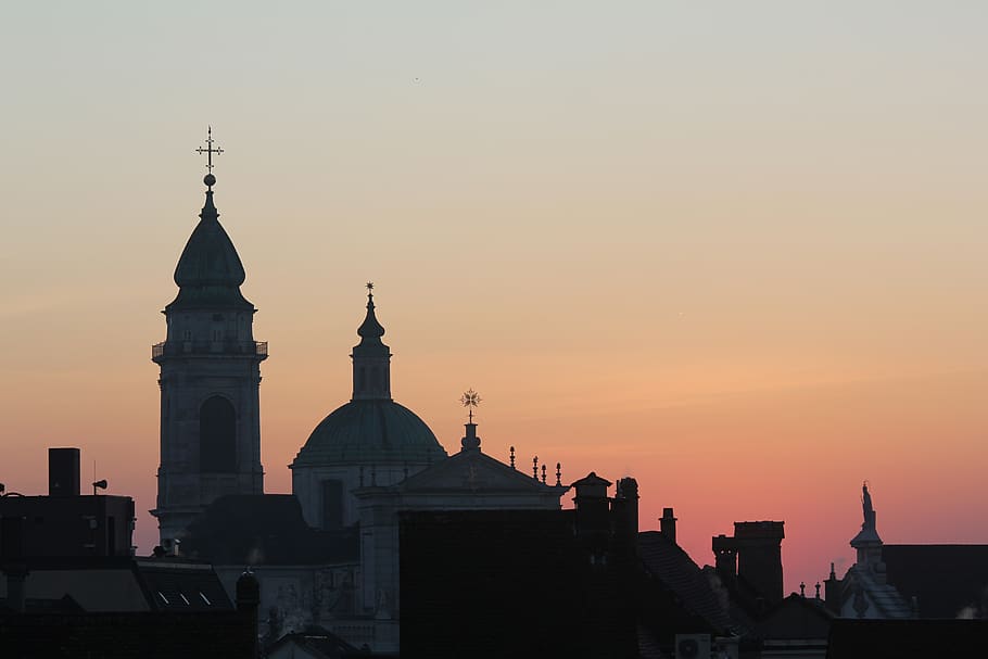 solothurn, skyline, morning, city, sunrise, landmark, cathedral, HD wallpaper