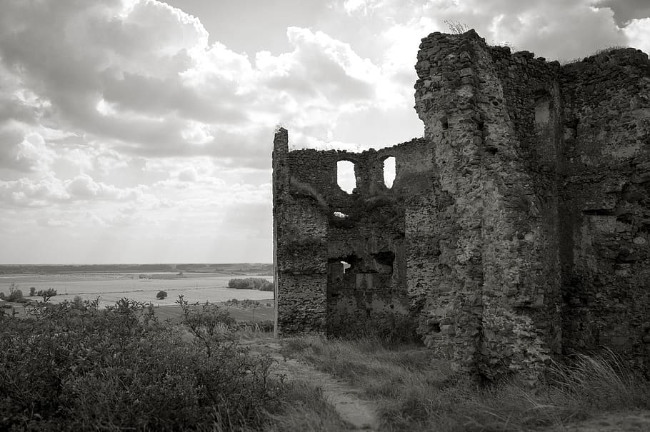 cloud, ruins, landscape, building, castle, wall, fortress, stone HD wallpaper